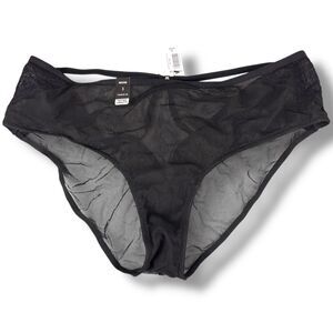 Torrid Black Sheer Mesh Lace Peekaboo Strappy Back Hipster Panty Size 3